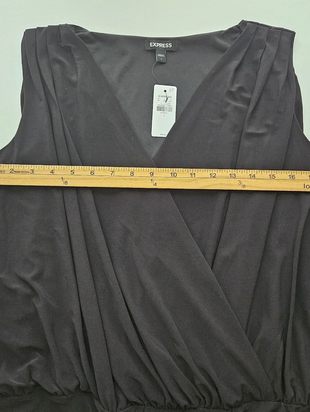 Express Sleeveless Surplice Bodysuit Womens L Black NWT Office Careerwear
